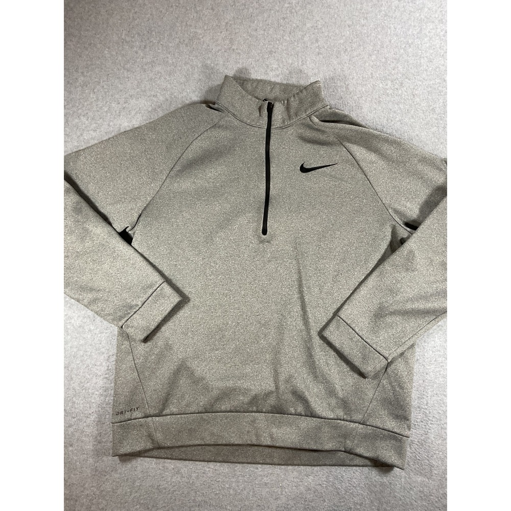 Nike Dri-FIT Mens Quarter Zip Pullover Heather Gray Fleece Size L 1710